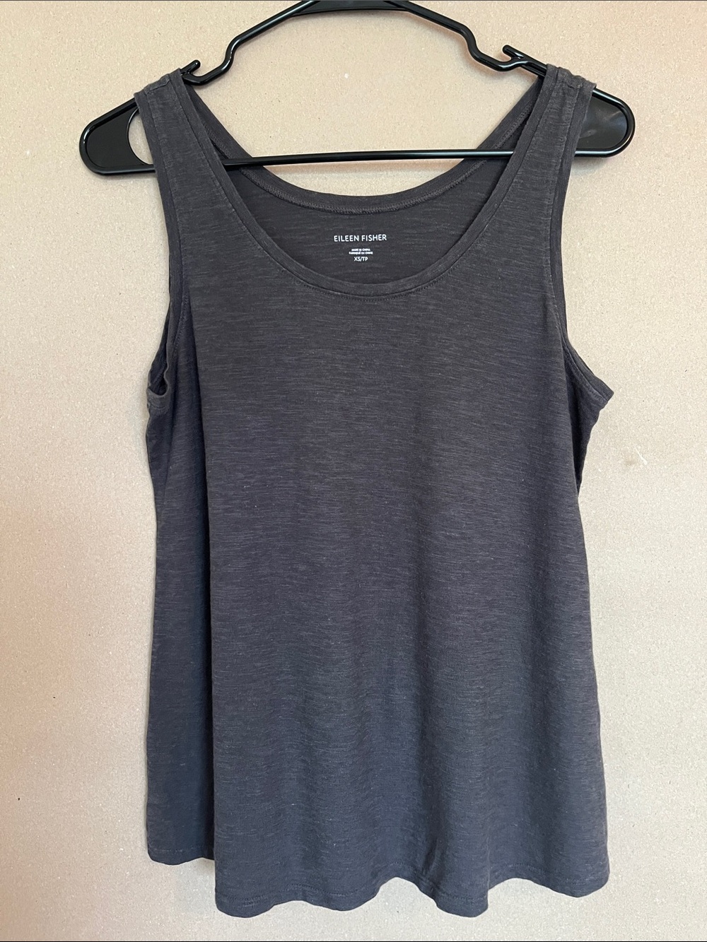 Eileen Fisher Hemp/Organic Cotton Tank, talla XS/TP, charcoal, NWOT